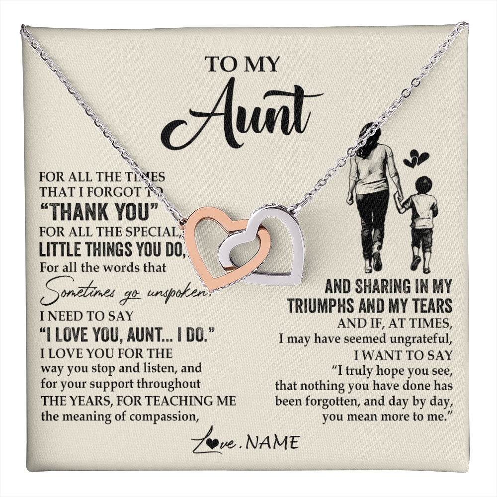 Personalized To My Aunt Necklace From Nephew For All The Times That I Forgot To Thank You Aunt Birthday Mothers Day Christmas Customized Gift Box Message Card