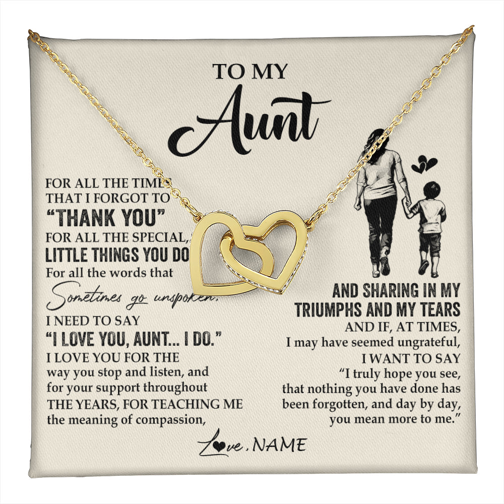 Personalized To My Aunt Necklace From Nephew For All The Times That I Forgot To Thank You Aunt Birthday Mothers Day Christmas Customized Gift Box Message Card