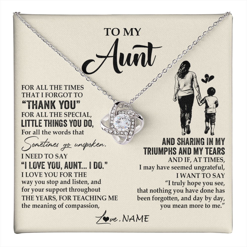 Personalized To My Aunt Necklace From Nephew For All The Times That I Forgot To Thank You Aunt Birthday Mothers Day Christmas Customized Gift Box Message Card