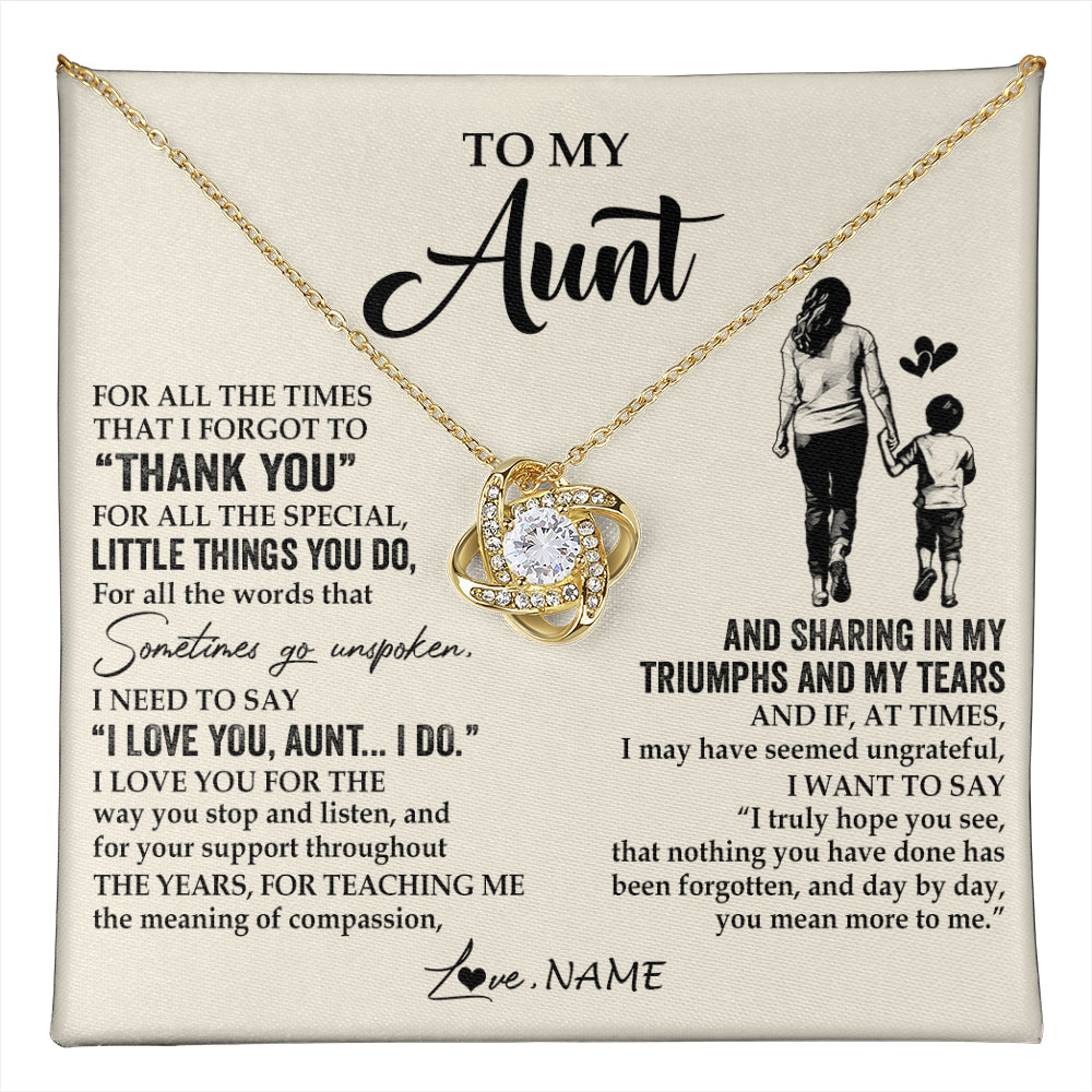 Personalized To My Aunt Necklace From Nephew For All The Times That I Forgot To Thank You Aunt Birthday Mothers Day Christmas Customized Gift Box Message Card