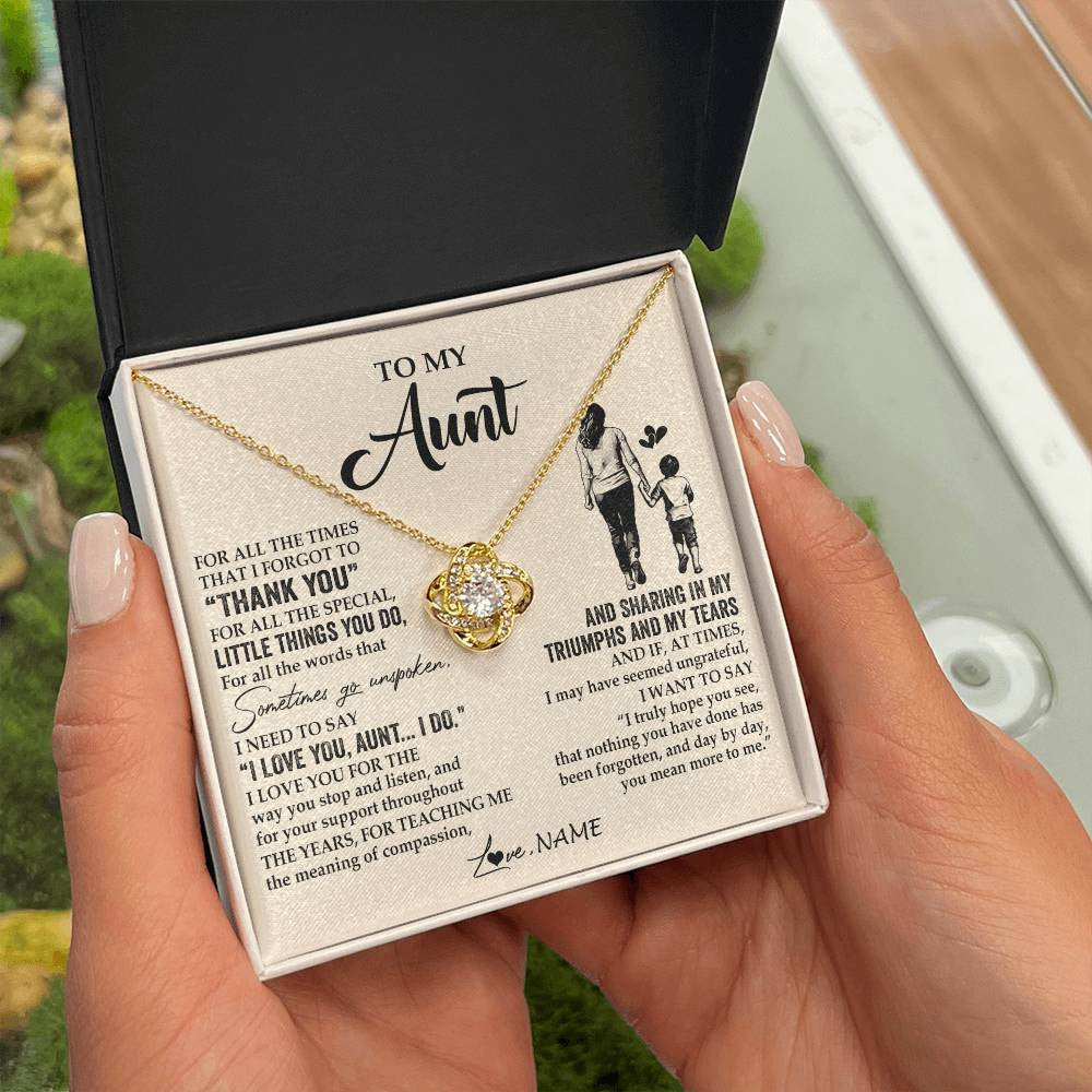 Personalized To My Aunt Necklace From Nephew For All The Times That I Forgot To Thank You Aunt Birthday Mothers Day Christmas Customized Gift Box Message Card
