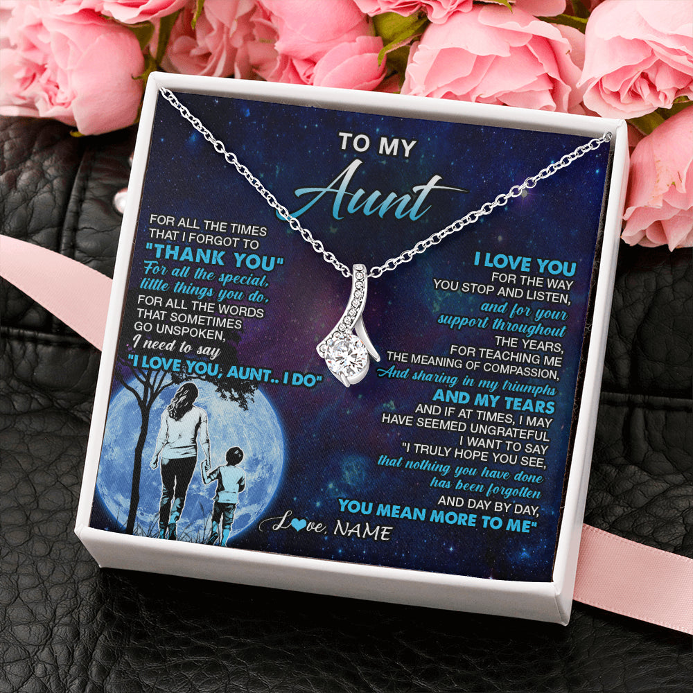 Personalized To My Aunt Necklace From Nephew Thank You Day By Day Aunt Birthday Gifts Mothers Day Christmas Customized Gift Box Message Card