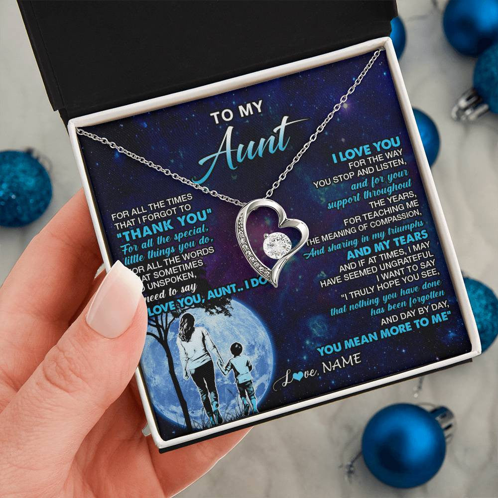 Personalized To My Aunt Necklace From Nephew Thank You Day By Day Aunt Birthday Gifts Mothers Day Christmas Customized Gift Box Message Card