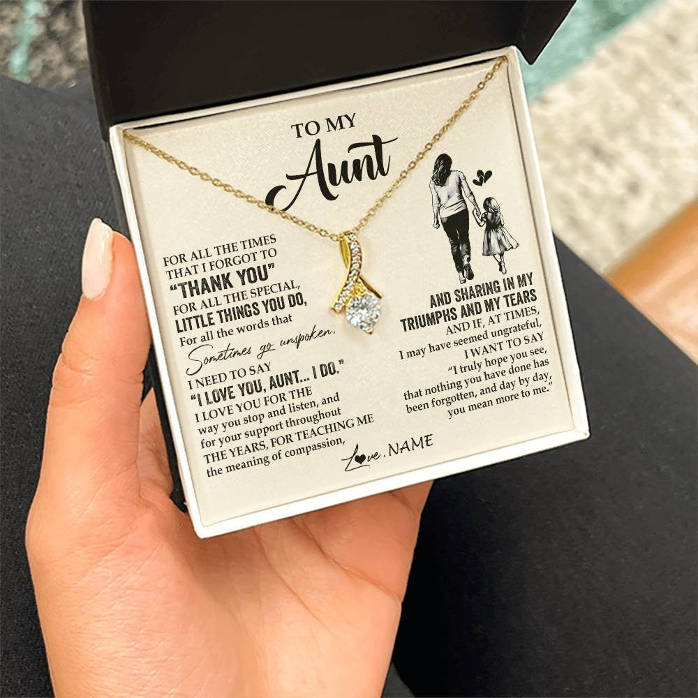 Personalized To My Aunt Necklace From Niece For All The Times That I Forgot To Thank You Aunt Birthday Mothers Day Christmas Customized Gift Box Message Card
