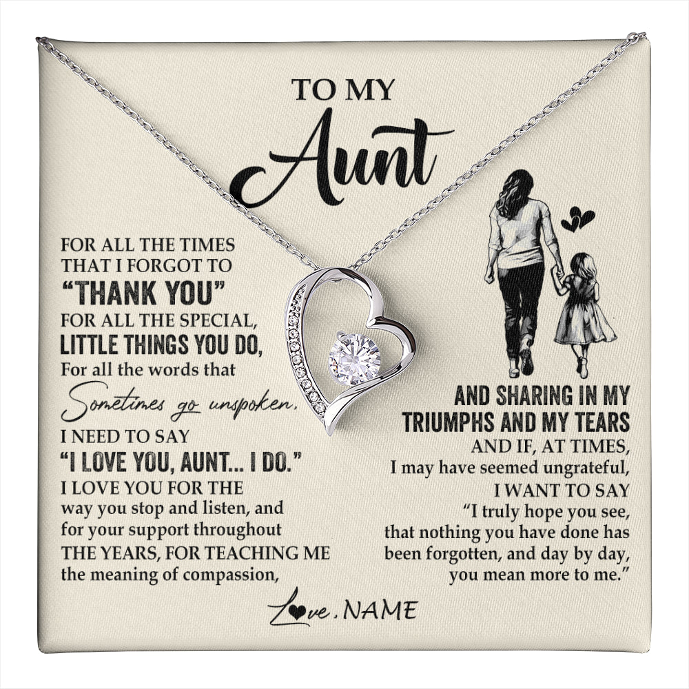 Personalized To My Aunt Necklace From Niece For All The Times That I Forgot To Thank You Aunt Birthday Mothers Day Christmas Customized Gift Box Message Card