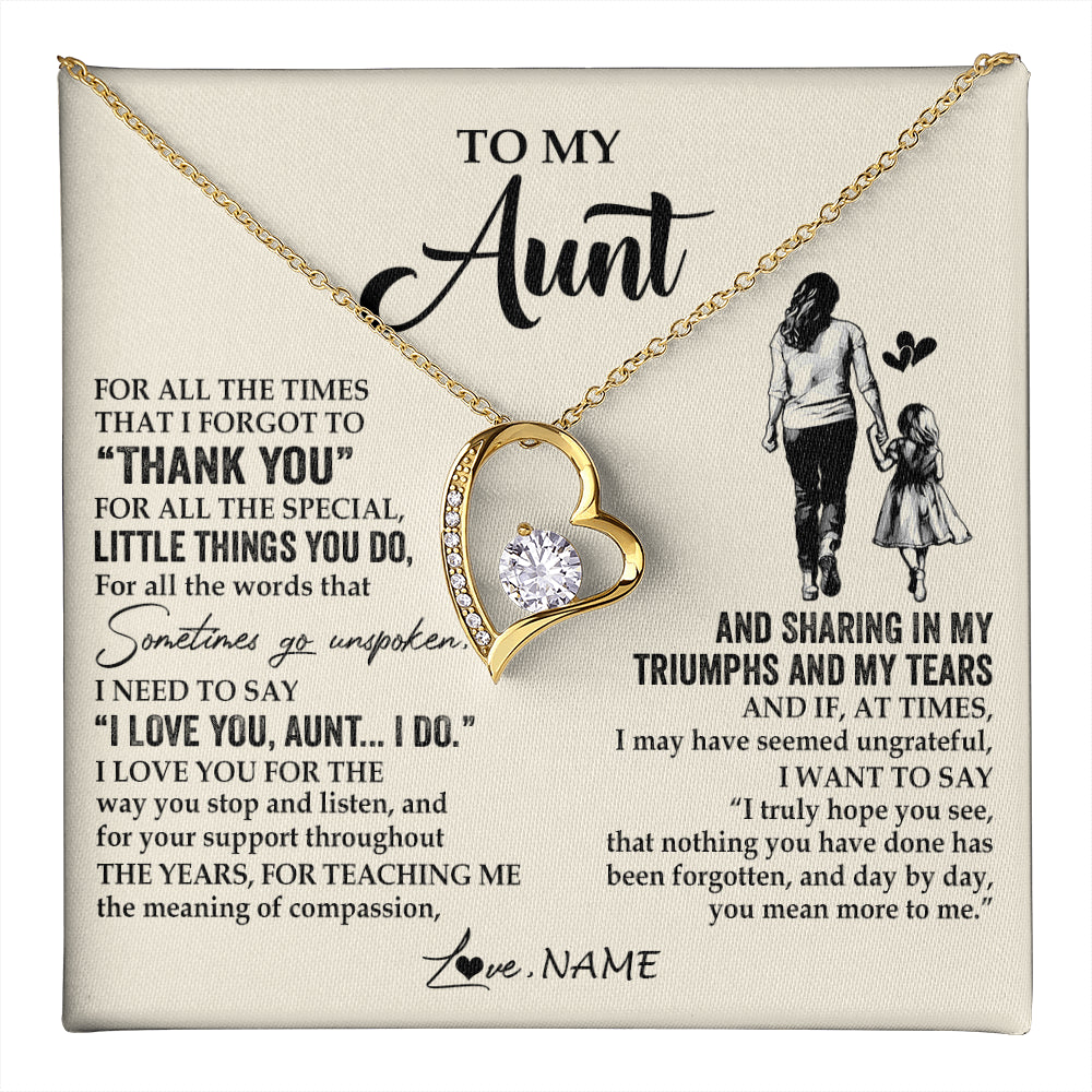 Personalized To My Aunt Necklace From Niece For All The Times That I Forgot To Thank You Aunt Birthday Mothers Day Christmas Customized Gift Box Message Card
