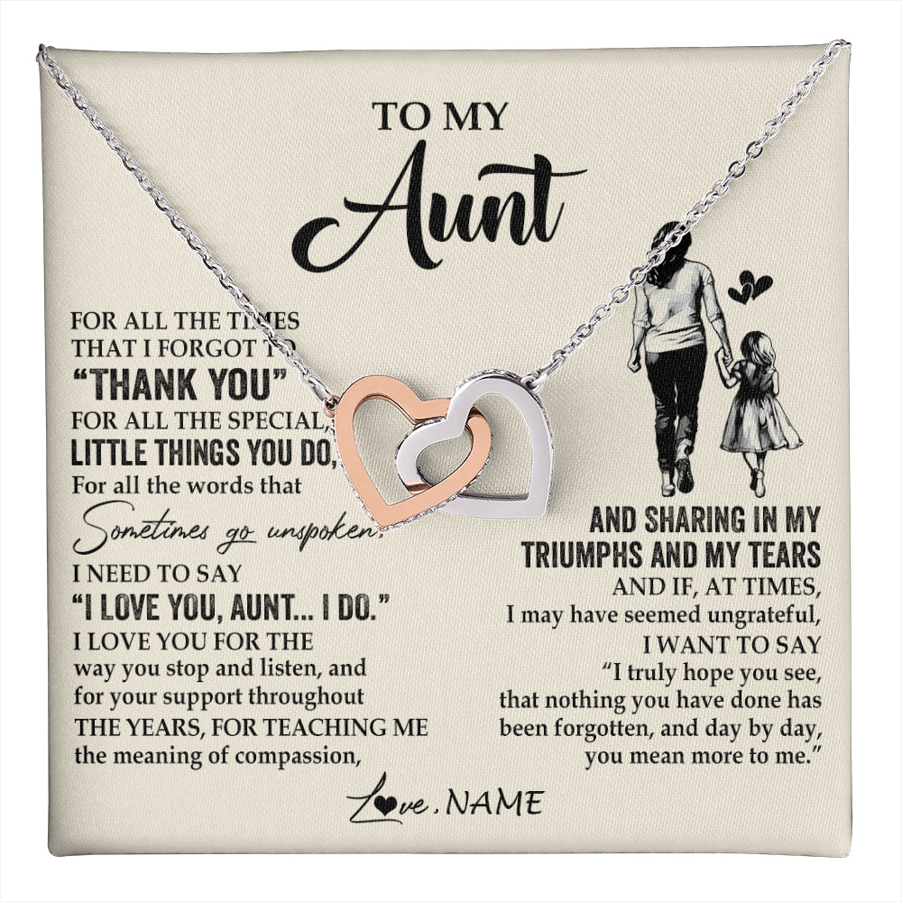 Personalized To My Aunt Necklace From Niece For All The Times That I Forgot To Thank You Aunt Birthday Mothers Day Christmas Customized Gift Box Message Card