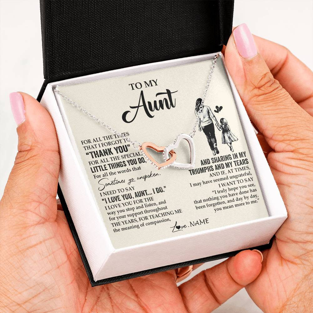 Personalized To My Aunt Necklace From Niece For All The Times That I Forgot To Thank You Aunt Birthday Mothers Day Christmas Customized Gift Box Message Card