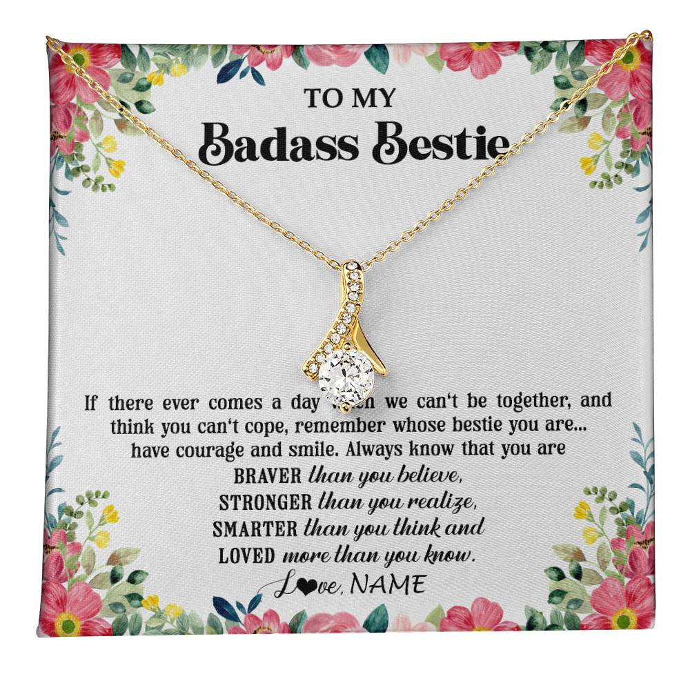 Personalized To My Badass Bestie Necklace Best Friend BFF Long Distance Friendship Unbiological Sister Birthday Gift Jewelry Christmas Customized Message Card