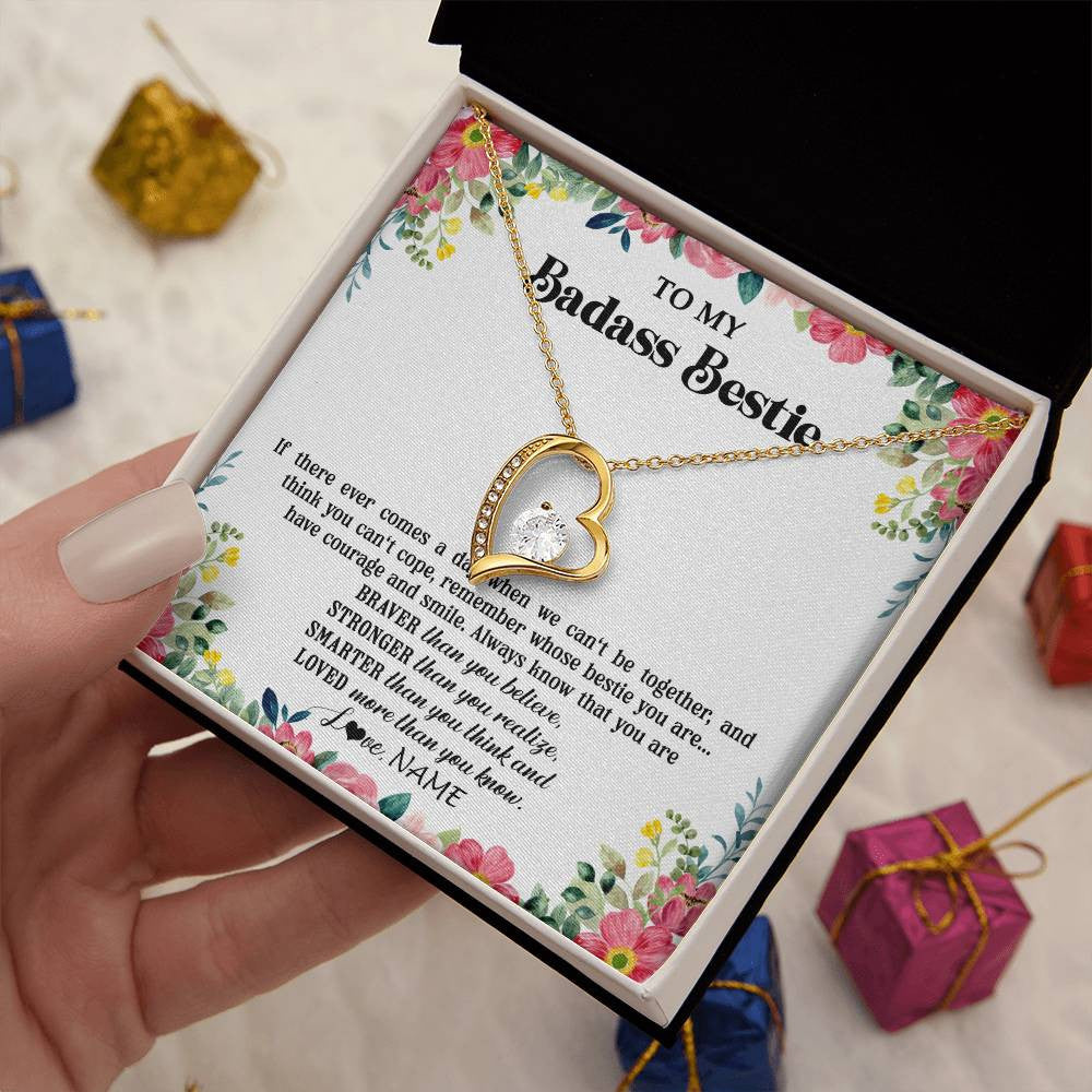 Personalized To My Badass Bestie Necklace Best Friend BFF Long Distance Friendship Unbiological Sister Birthday Gift Jewelry Christmas Customized Message Card