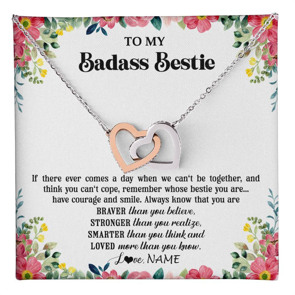 Personalized To My Badass Bestie Necklace Best Friend BFF Long Distance Friendship Unbiological Sister Birthday Gift Jewelry Christmas Customized Message Card