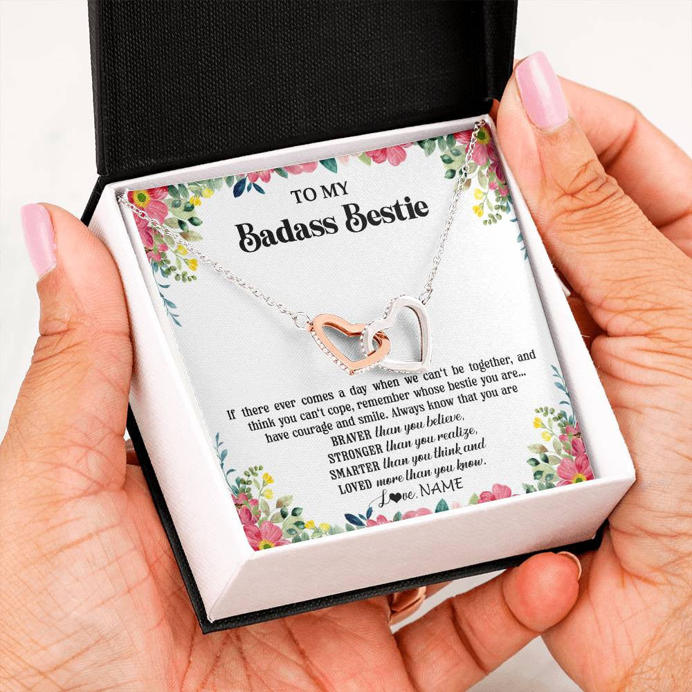 Personalized To My Badass Bestie Necklace Best Friend BFF Long Distance Friendship Unbiological Sister Birthday Gift Jewelry Christmas Customized Message Card