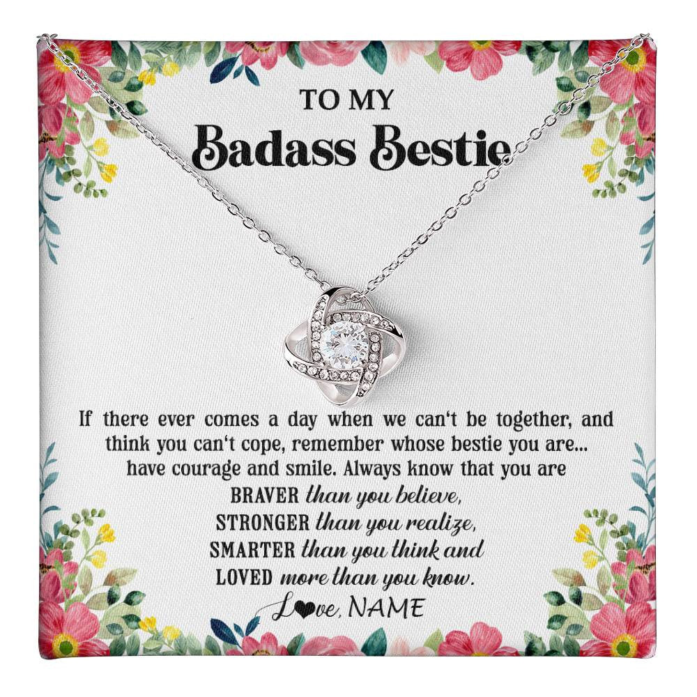 Personalized To My Badass Bestie Necklace Best Friend BFF Long Distance Friendship Unbiological Sister Birthday Gift Jewelry Christmas Customized Message Card