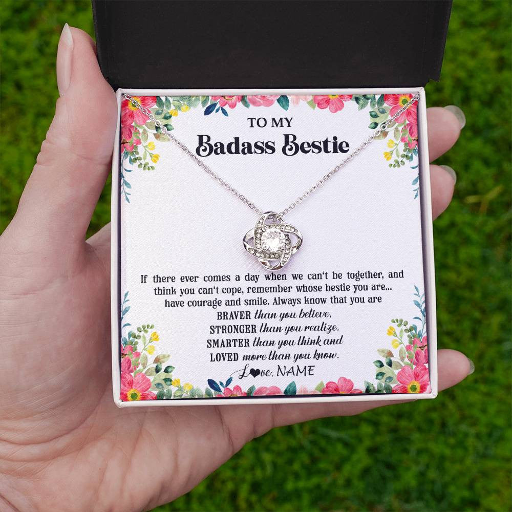 Personalized To My Badass Bestie Necklace Best Friend BFF Long Distance Friendship Unbiological Sister Birthday Gift Jewelry Christmas Customized Message Card