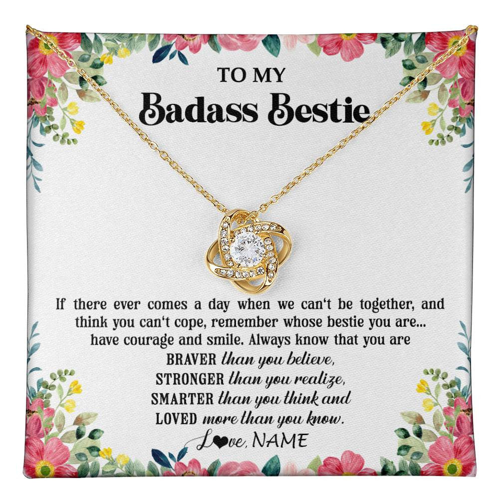 Personalized To My Badass Bestie Necklace Best Friend BFF Long Distance Friendship Unbiological Sister Birthday Gift Jewelry Christmas Customized Message Card