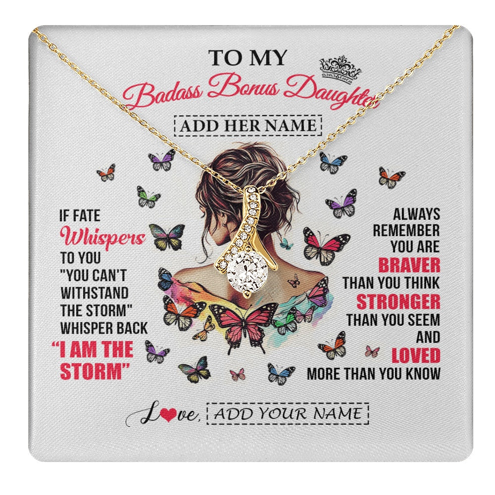 Personalized To My Badass Bonus Daughter From Step Dad Step Mom Necklace I Am The Storm Stepdaughter Gifts Birthday Christmas Custom Gift Box Message Card