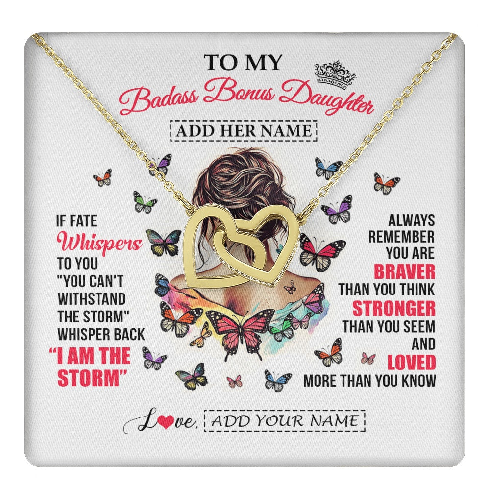 Personalized To My Badass Bonus Daughter From Step Dad Step Mom Necklace I Am The Storm Stepdaughter Gifts Birthday Christmas Custom Gift Box Message Card
