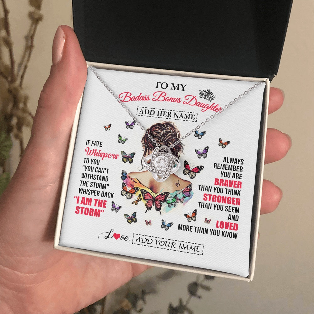 Personalized To My Badass Bonus Daughter From Step Dad Step Mom Necklace I Am The Storm Stepdaughter Gifts Birthday Christmas Custom Gift Box Message Card