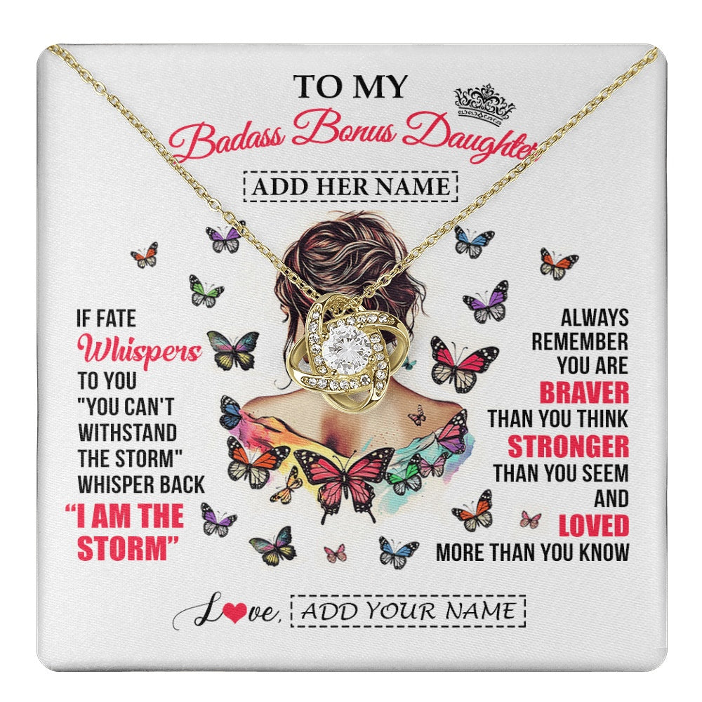 Personalized To My Badass Bonus Daughter From Step Dad Step Mom Necklace I Am The Storm Stepdaughter Gifts Birthday Christmas Custom Gift Box Message Card