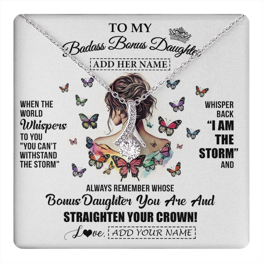 Personalized To My Badass Bonus Daughter I Am The Storm Necklace From Stepdad Stepmom Beautiful Step Daughter Birthday Gifts Christmas Gift Box Message Card