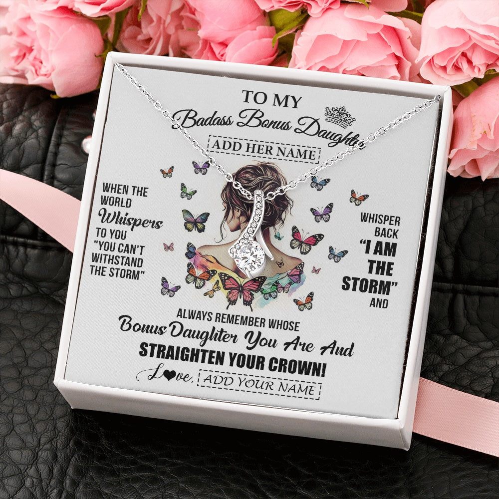 Personalized To My Badass Bonus Daughter I Am The Storm Necklace From Stepdad Stepmom Beautiful Step Daughter Birthday Gifts Christmas Gift Box Message Card