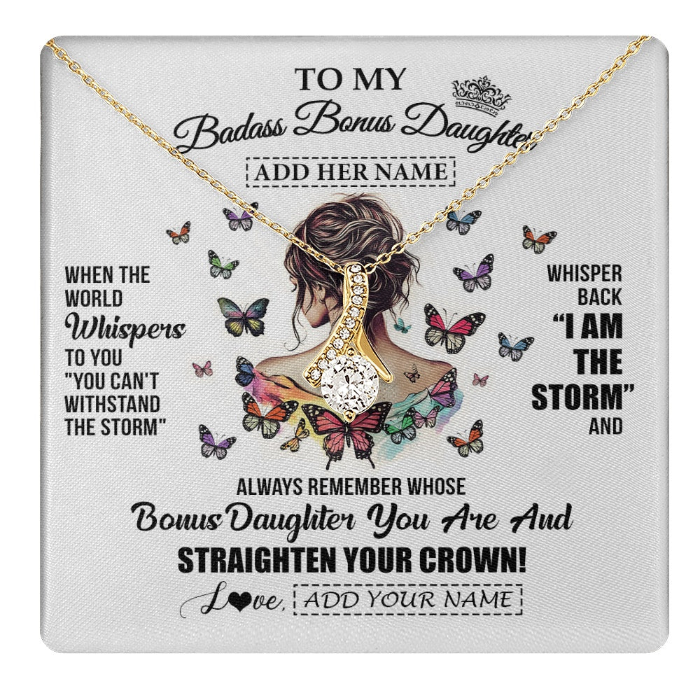 Personalized To My Badass Bonus Daughter I Am The Storm Necklace From Stepdad Stepmom Beautiful Step Daughter Birthday Gifts Christmas Gift Box Message Card