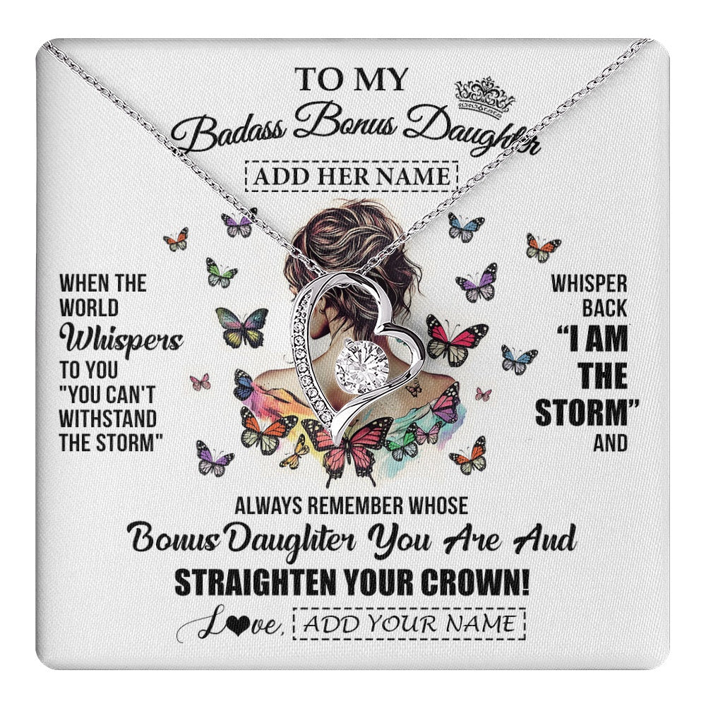 Personalized To My Badass Bonus Daughter I Am The Storm Necklace From Stepdad Stepmom Beautiful Step Daughter Birthday Gifts Christmas Gift Box Message Card