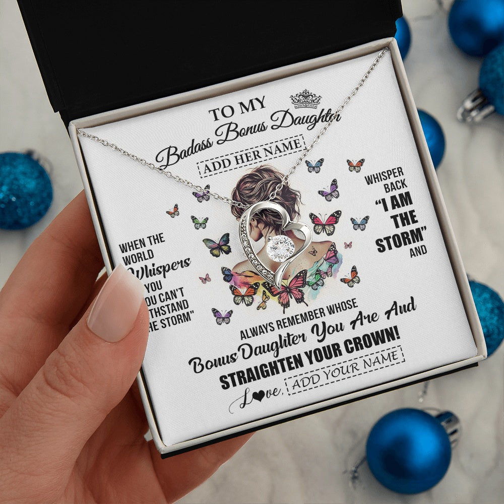 Personalized To My Badass Bonus Daughter I Am The Storm Necklace From Stepdad Stepmom Beautiful Step Daughter Birthday Gifts Christmas Gift Box Message Card
