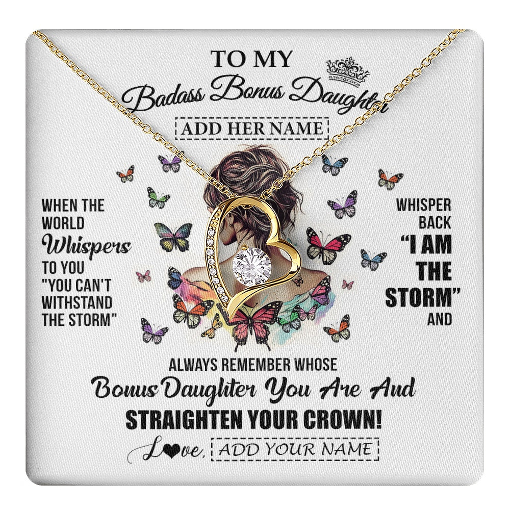 Personalized To My Badass Bonus Daughter I Am The Storm Necklace From Stepdad Stepmom Beautiful Step Daughter Birthday Gifts Christmas Gift Box Message Card