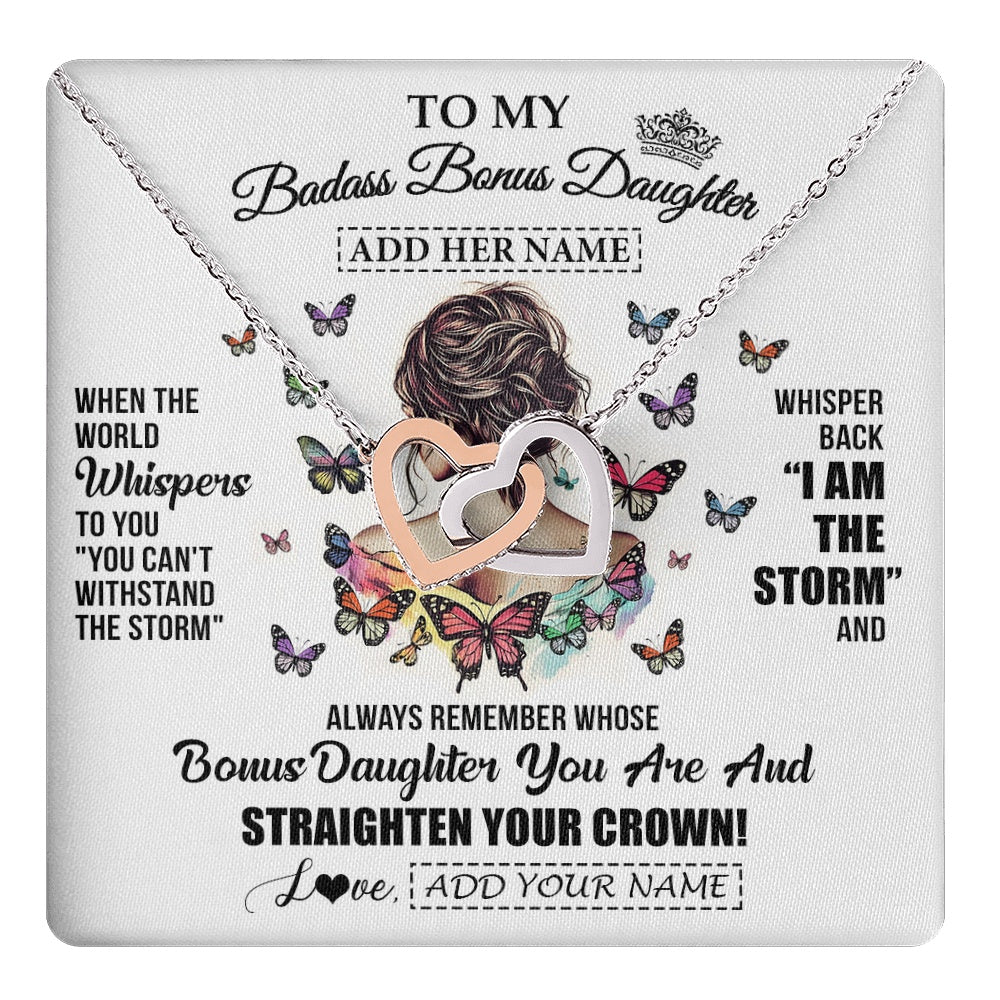 Personalized To My Badass Bonus Daughter I Am The Storm Necklace From Stepdad Stepmom Beautiful Step Daughter Birthday Gifts Christmas Gift Box Message Card