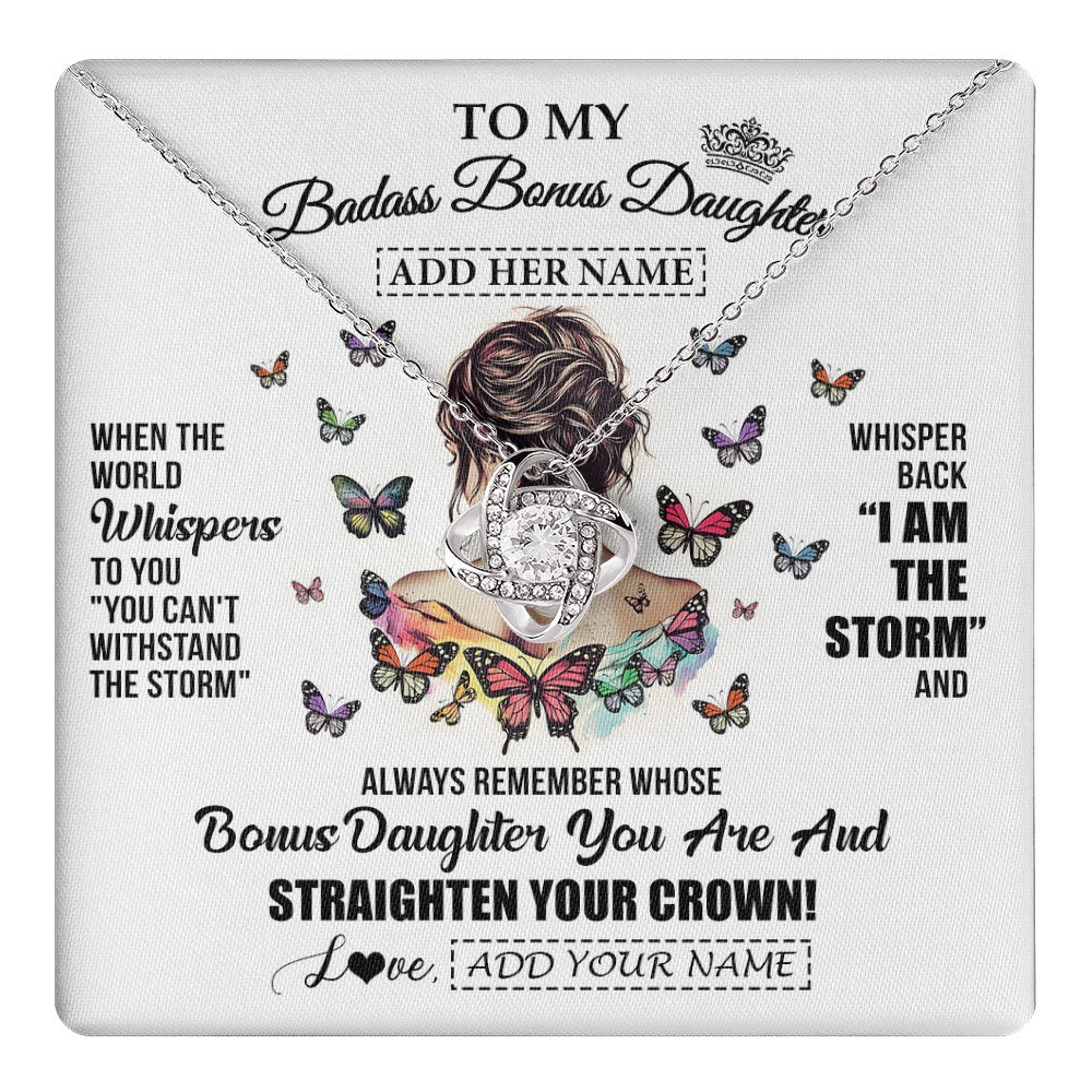 Personalized To My Badass Bonus Daughter I Am The Storm Necklace From Stepdad Stepmom Beautiful Step Daughter Birthday Gifts Christmas Gift Box Message Card