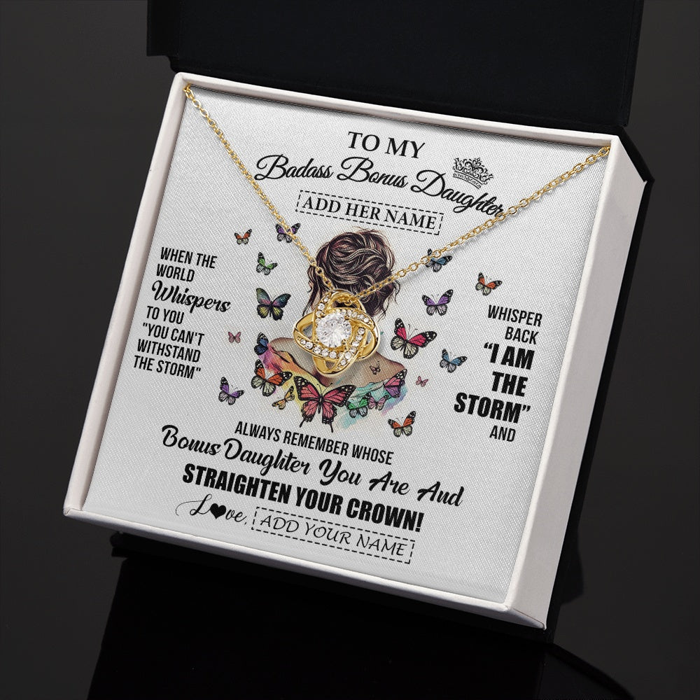 Personalized To My Badass Bonus Daughter I Am The Storm Necklace From Stepdad Stepmom Beautiful Step Daughter Birthday Gifts Christmas Gift Box Message Card