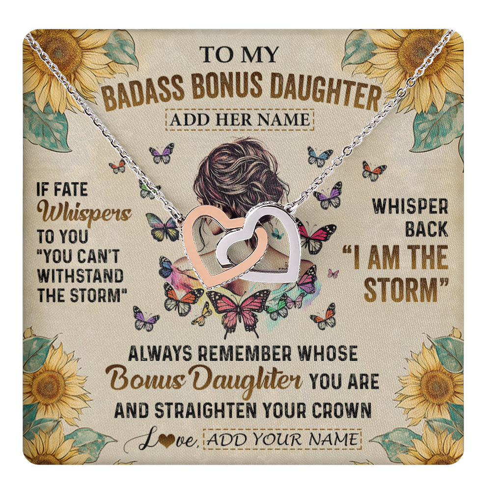 Personalized To My Badass Bonus Daughter Necklace From Stepdad Stepmom I Am The Storm Stepdaughter Gifts Birthday Christmas Customized Gift Box Message Card