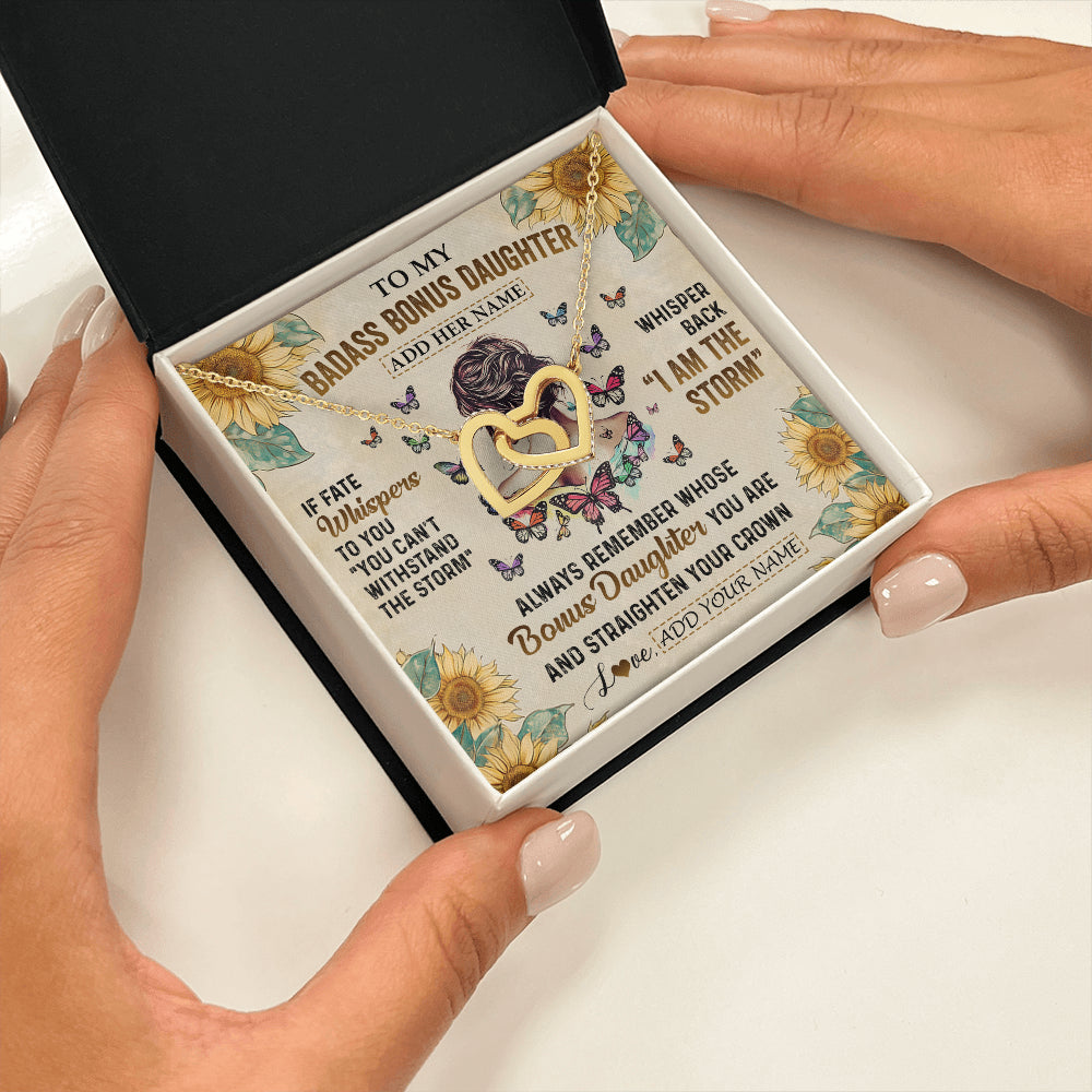 Personalized To My Badass Bonus Daughter Necklace From Stepdad Stepmom I Am The Storm Stepdaughter Gifts Birthday Christmas Customized Gift Box Message Card