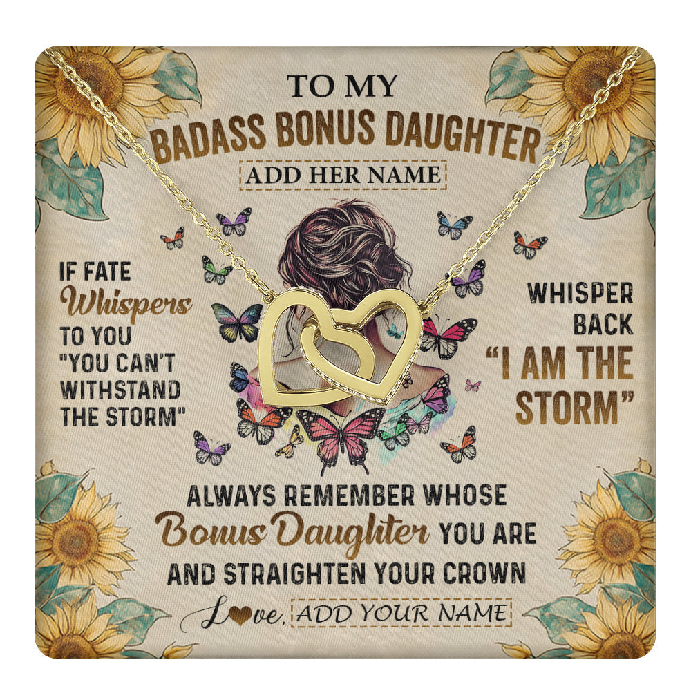 Personalized To My Badass Bonus Daughter Necklace From Stepdad Stepmom I Am The Storm Stepdaughter Gifts Birthday Christmas Customized Gift Box Message Card