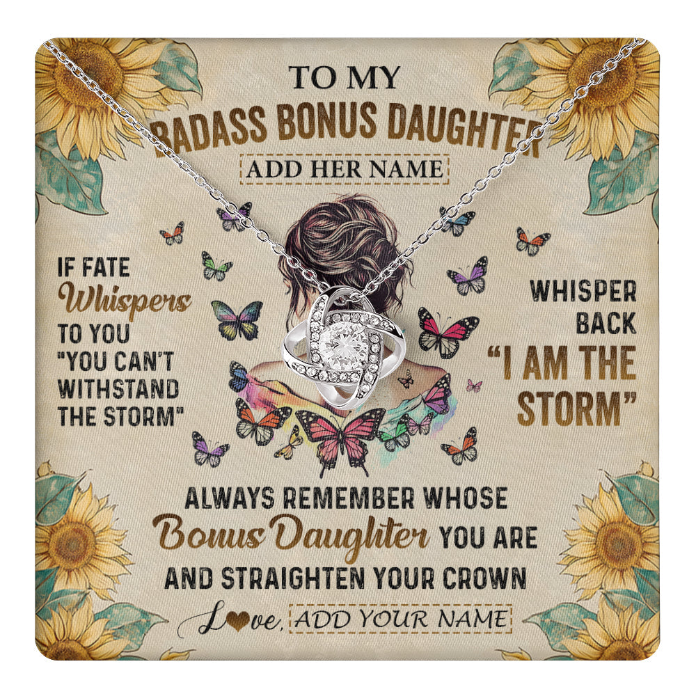 Personalized To My Badass Bonus Daughter Necklace From Stepdad Stepmom I Am The Storm Stepdaughter Gifts Birthday Christmas Customized Gift Box Message Card
