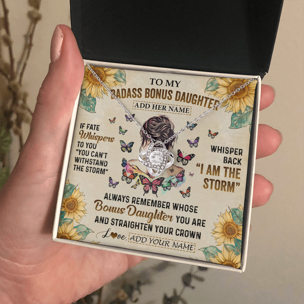 Personalized To My Badass Bonus Daughter Necklace From Stepdad Stepmom I Am The Storm Stepdaughter Gifts Birthday Christmas Customized Gift Box Message Card