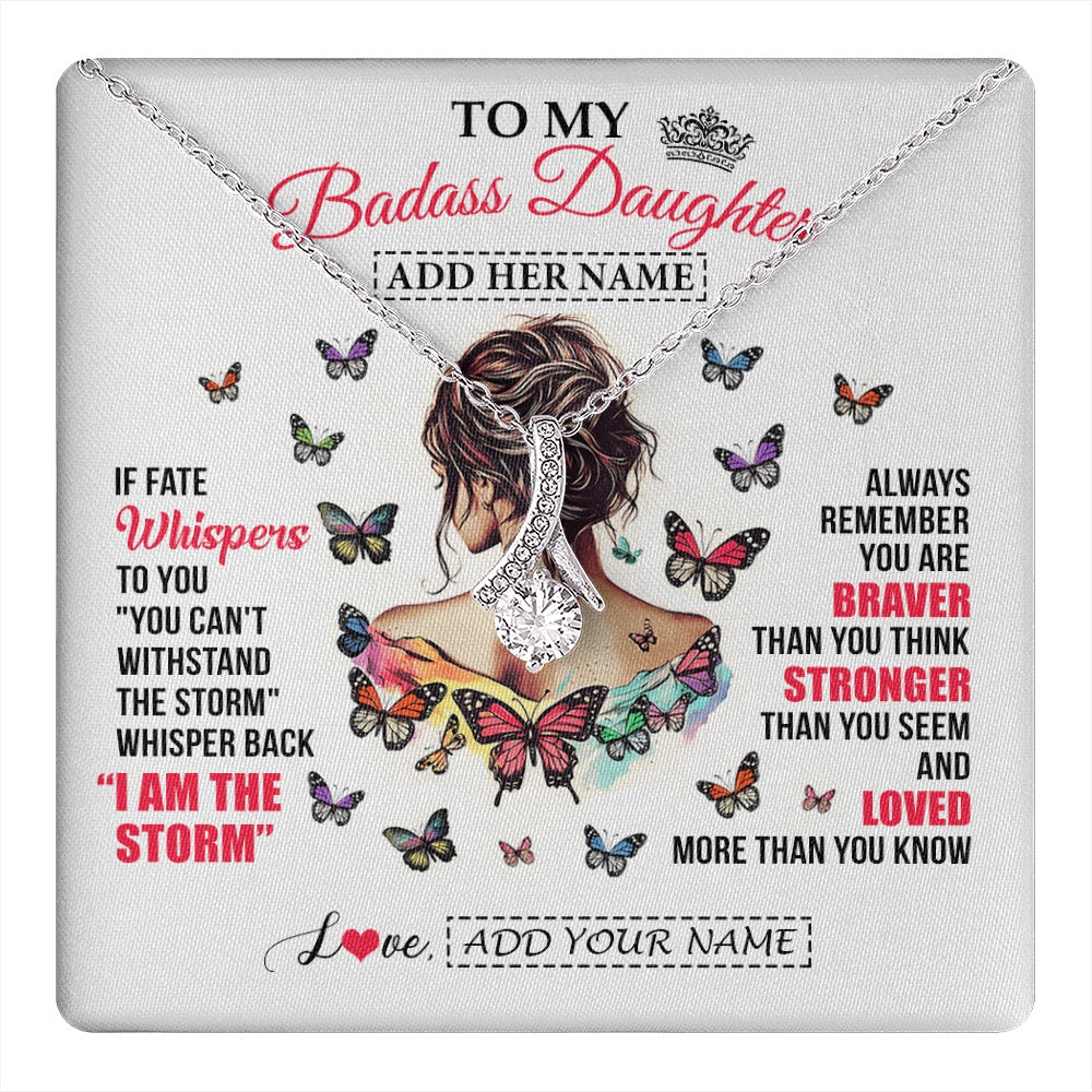 Personalized To My Badass Daughter From Dad Mom Father Necklace I Am The Storm Daughter Gifts Birthday Graduation Christmas Custom Gift Box Message Card