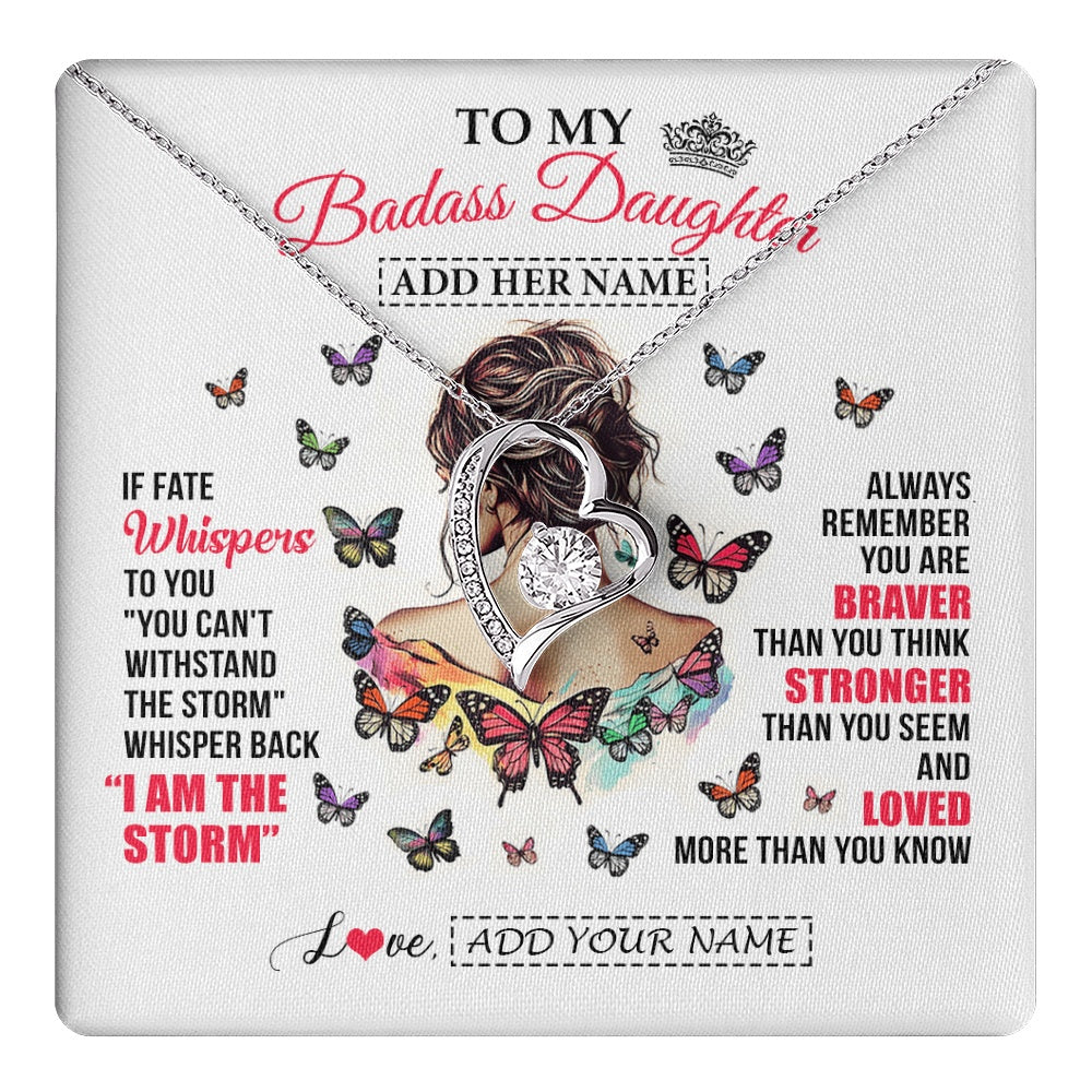 Personalized To My Badass Daughter From Dad Mom Father Necklace I Am The Storm Daughter Gifts Birthday Graduation Christmas Custom Gift Box Message Card