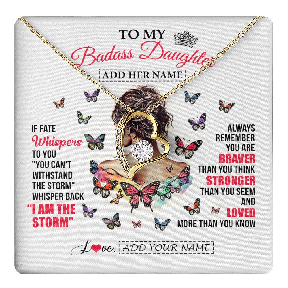 Personalized To My Badass Daughter From Dad Mom Father Necklace I Am The Storm Daughter Gifts Birthday Graduation Christmas Custom Gift Box Message Card