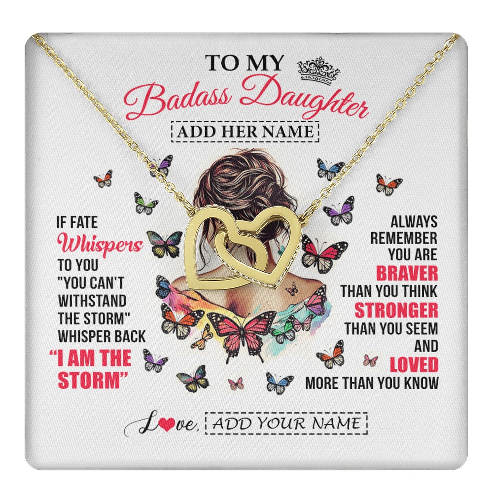 Personalized To My Badass Daughter From Dad Mom Father Necklace I Am The Storm Daughter Gifts Birthday Graduation Christmas Custom Gift Box Message Card