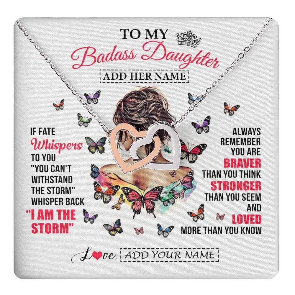 Personalized To My Badass Daughter From Dad Mom Father Necklace I Am The Storm Daughter Gifts Birthday Graduation Christmas Custom Gift Box Message Card