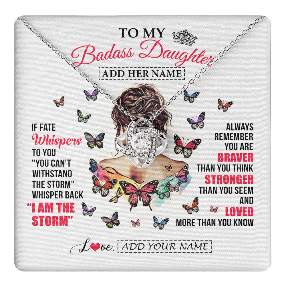 Personalized To My Badass Daughter From Dad Mom Father Necklace I Am The Storm Daughter Gifts Birthday Graduation Christmas Custom Gift Box Message Card