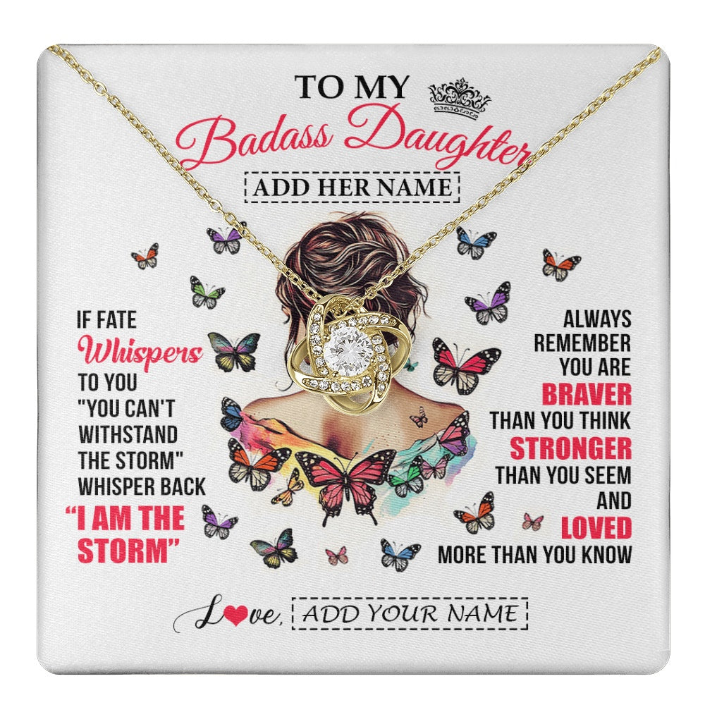 Personalized To My Badass Daughter From Dad Mom Father Necklace I Am The Storm Daughter Gifts Birthday Graduation Christmas Custom Gift Box Message Card