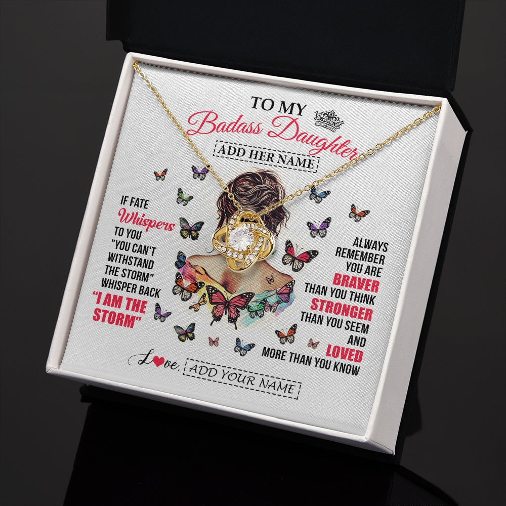 Personalized To My Badass Daughter From Dad Mom Father Necklace I Am The Storm Daughter Gifts Birthday Graduation Christmas Custom Gift Box Message Card