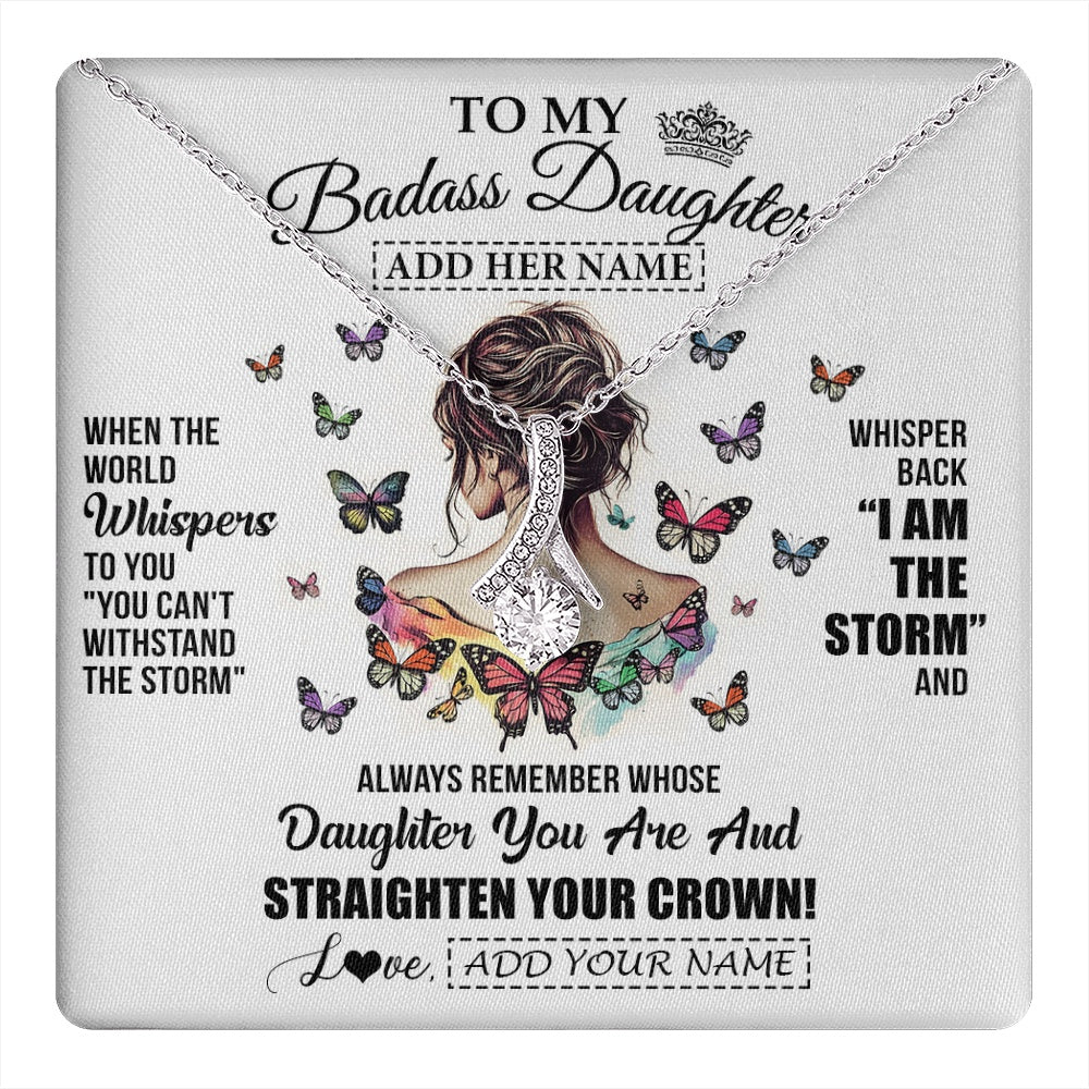 Personalized To My Badass Daughter I Am The Storm Necklace From Dad Mom Father Beautiful Daughter Birthday Gifts Graduation Christmas Gift Box Message Card