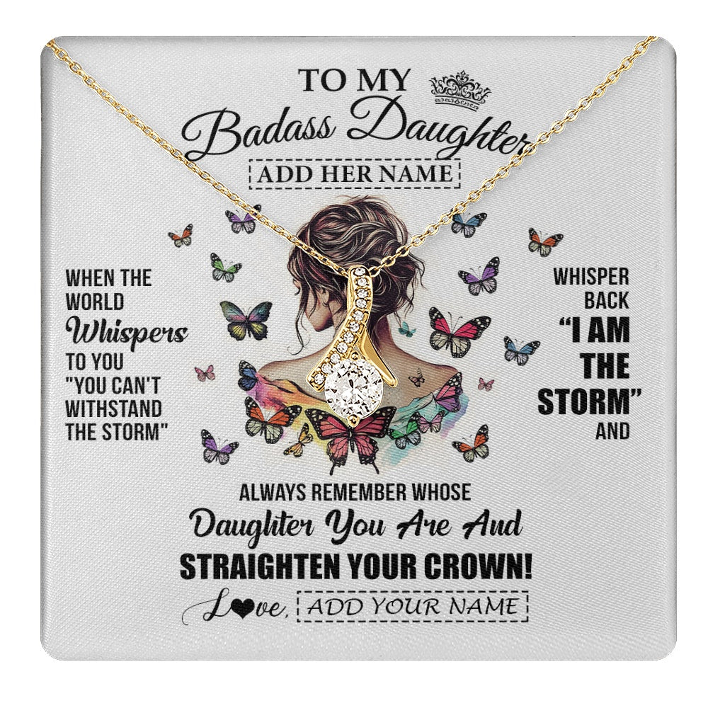 Personalized To My Badass Daughter I Am The Storm Necklace From Dad Mom Father Beautiful Daughter Birthday Gifts Graduation Christmas Gift Box Message Card