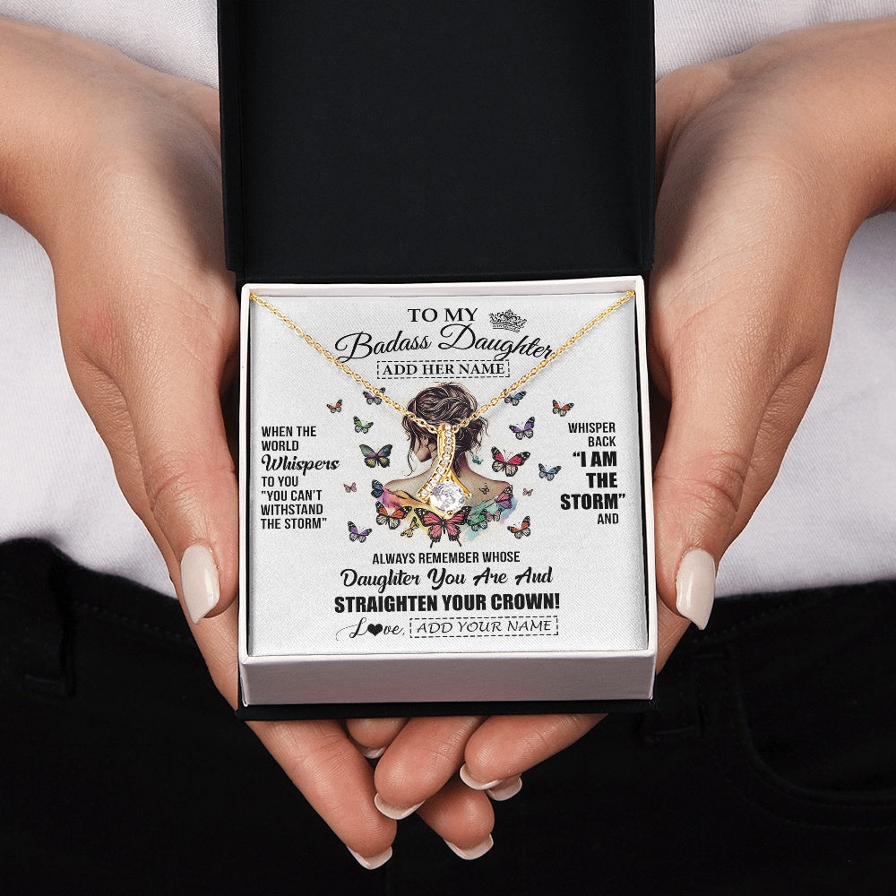 Personalized To My Badass Daughter I Am The Storm Necklace From Dad Mom Father Beautiful Daughter Birthday Gifts Graduation Christmas Gift Box Message Card