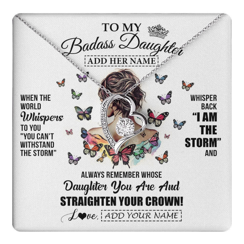 Personalized To My Badass Daughter I Am The Storm Necklace From Dad Mom Father Beautiful Daughter Birthday Gifts Graduation Christmas Gift Box Message Card