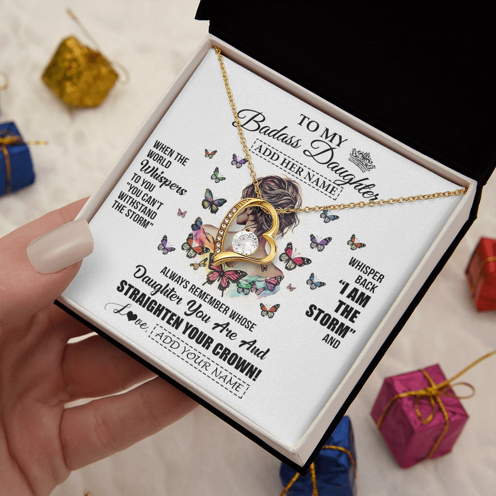 Personalized To My Badass Daughter I Am The Storm Necklace From Dad Mom Father Beautiful Daughter Birthday Gifts Graduation Christmas Gift Box Message Card